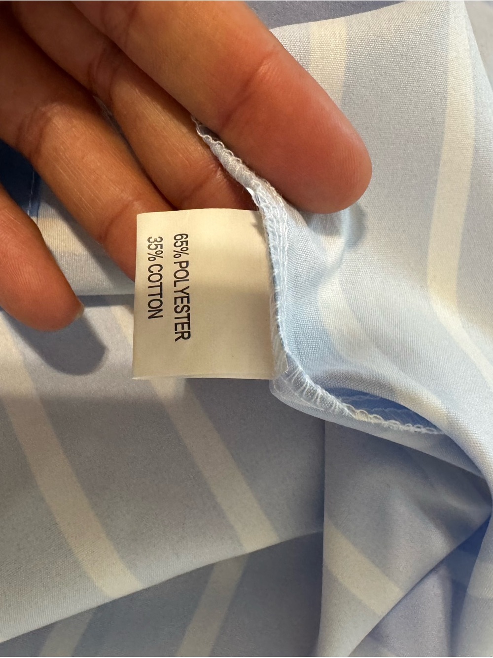 Blue & White Striped Button-Front Midi Dress | Puff Sleeve Shirt Dress | Size M - Picture 6 of 6